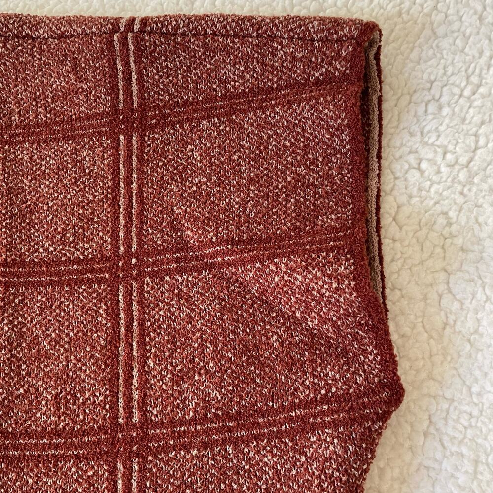 Rust Textured Knit Windowpane Open Cardigan Boho … - image 8